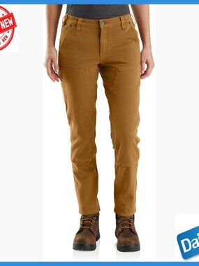 Relaxed Fit Twill Work Pants with Double-Front Construction